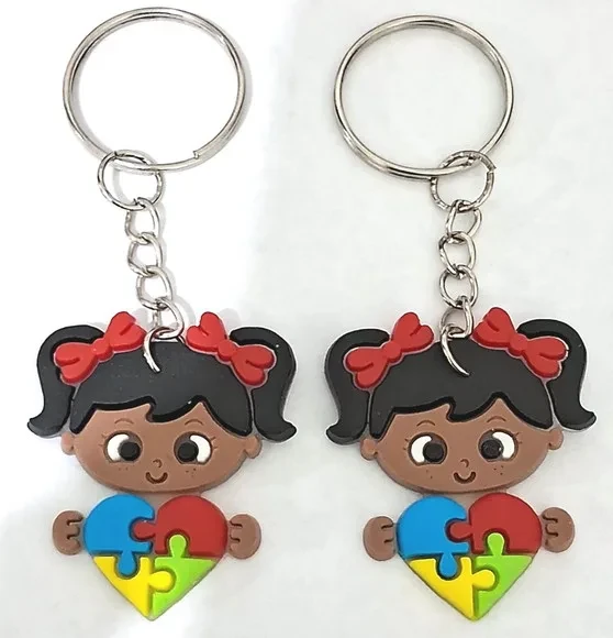 Chaveiro Menina Símbolo Autismo - 6 Unidade