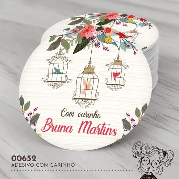 Adesivo Redondo com Carinho - 00652