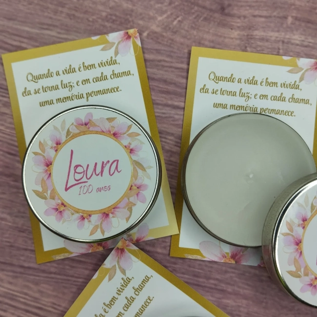 40 Unidades de Vela Aromática na latinha Personalizada, Casamento, Eventos, Aniversários, Festas, Lembrancinhas, Brindes - Trabalhamos com qualquer tema - Informar o tema no chat