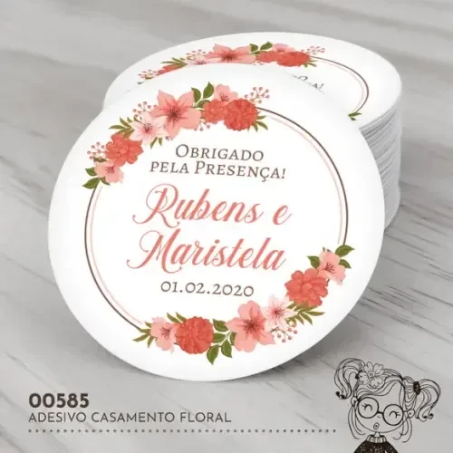 Adesivo Redondo Casamento - 00585
