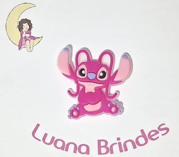 Aplique Stitch e Angel Emborrachado 4cm Pcts com 6 Unidades