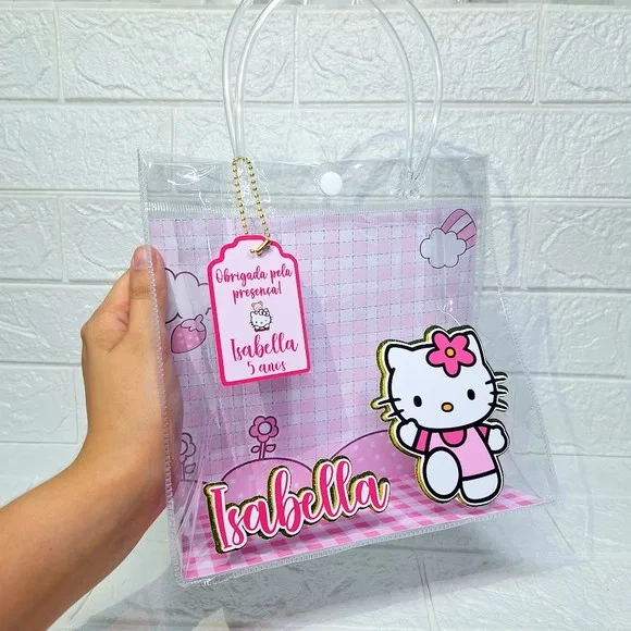 Sacola Pvc Transparente - Hello Kitty Rosa