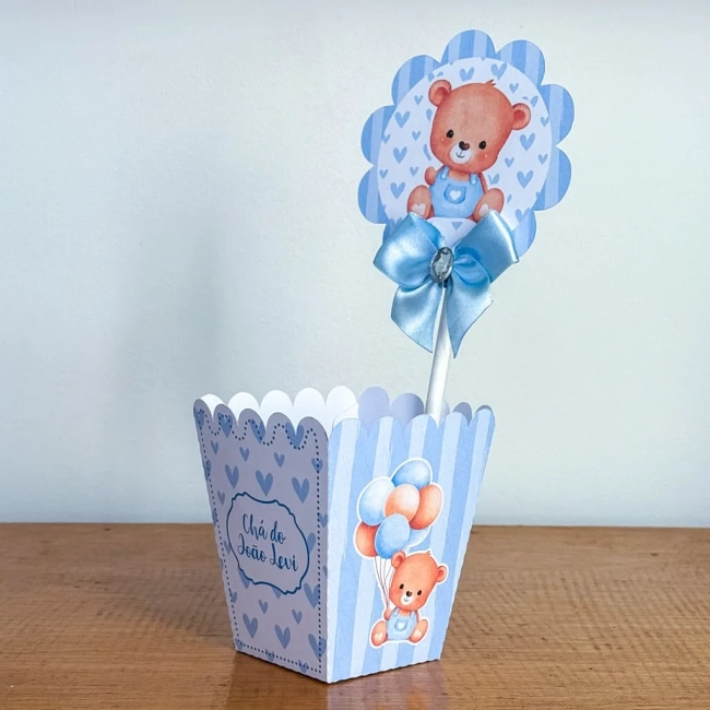 PEGUE E MONTE - Centro de Mesa URSINHO AZUL - Decoração de Festa | Lembrancinhas | Aniversário | Personalizados