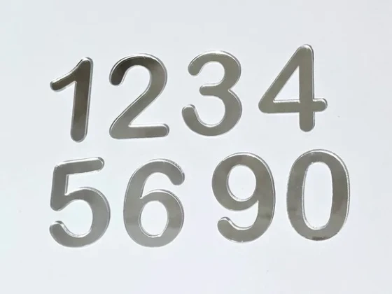 Aplique Numeros Acrilico Espelhado Prata 3,5cm - 10 Unidades