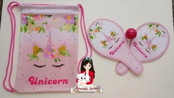 Mochila Ping Pong Tema Unicórnio