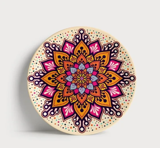 Prato Decorativo Mandala Sol de Verão - Porcelana 21cm
