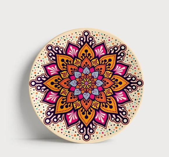 Prato Decorativo Mandala Sol de Verão - Porcelana 21cm