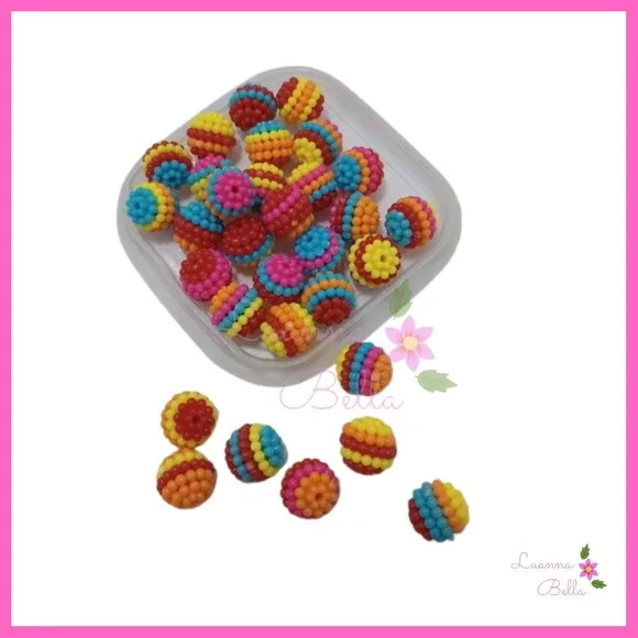 Missanga Bolinha Arco Iris Acrílica Craqueladas-Pct c/50unds