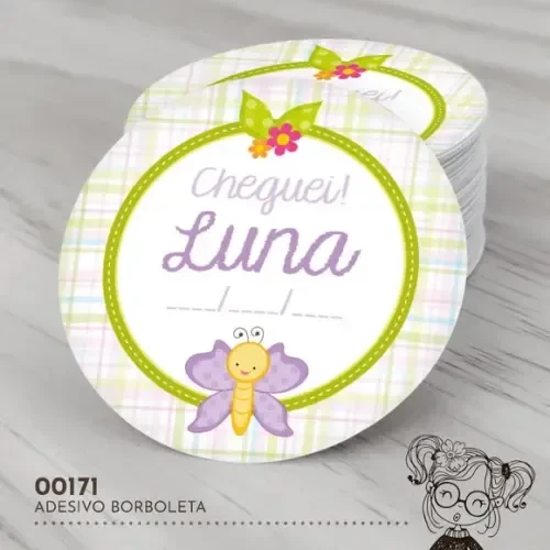 Adesivo Redondo Borboletinha - 00171
