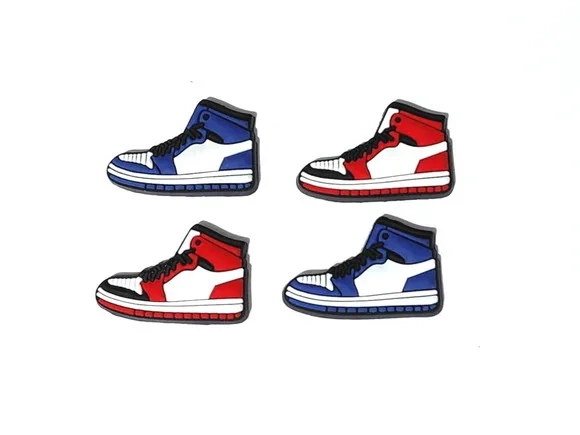 Aplique Tênis Azul e Vermelho Emborrachado Pacote C/6 Peças