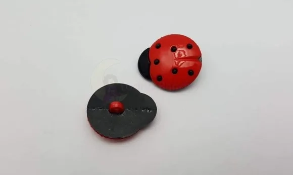 Aplique Botão Joaninha de 2,5cm - Pacotes com 12 unidades