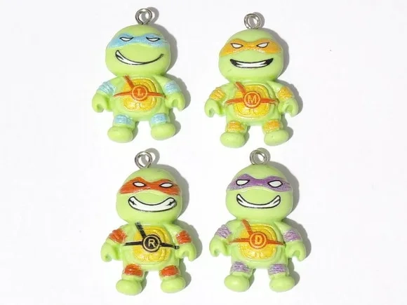 Pingente Tartaruga Ninja 22mm Resina Pacote com 10 Unidades