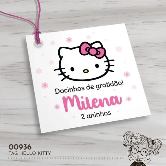 Tag Quadrada Hello Kitty - 00936
