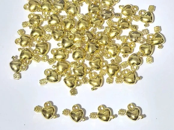 Pingente Coração Cupido 15mm Abs Pacote com 50 Unidades