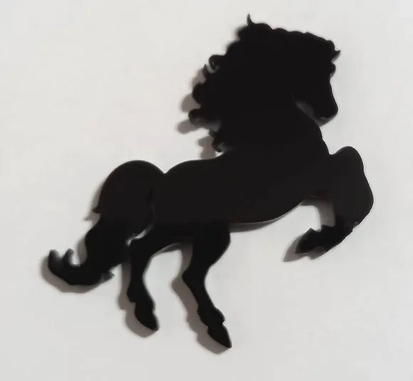 Aplique Cavalo no Acrílico Preto - 6 Peças