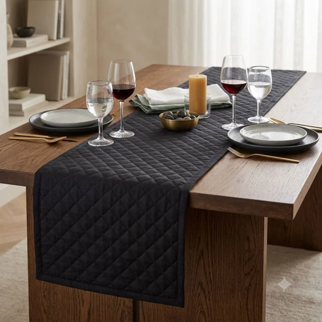 Trilho de Mesa em Tecido Oxford Matelado Diversas Cores para Jantares Românticos e Ocasiões Especiais Alta Qualidade