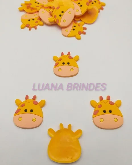 Aplique Carinha de Girafa Emborrachado - Pct com 10 Unidades