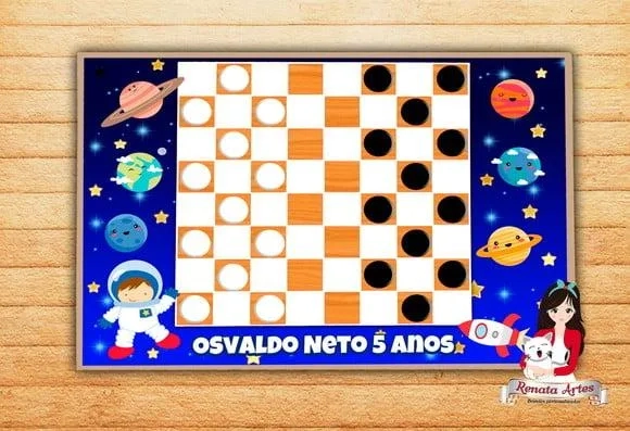 Jogo de Damas Personalizado Astronauta