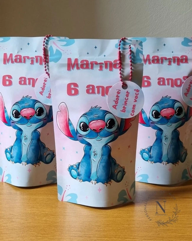 Saquinho Zip Lock 10x17 Lembrancinha Stitch