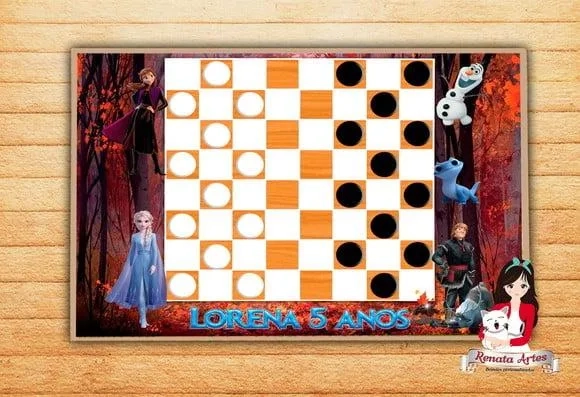 Jogo de Damas Personalizado Tema Frozen