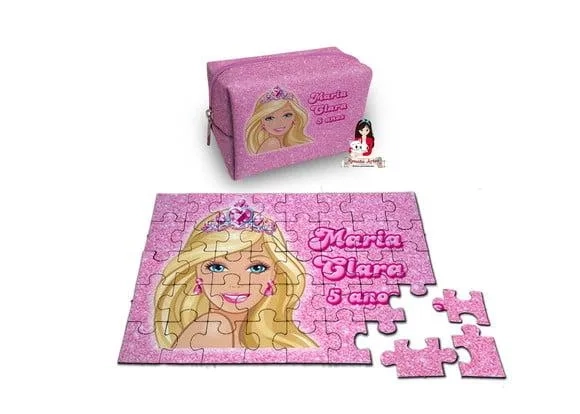 Necessaire Box com Quebra Cabeças Barbie