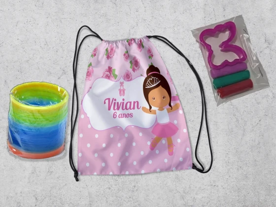 Kit Mochilinha + Mini Massinha de modelar e mola Maluca da Bailarina