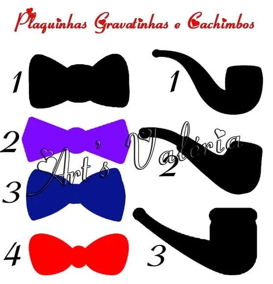 Plaquinhas De Gravatinhas e Cachimbos