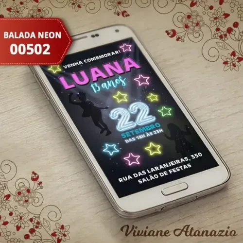 Convite Digital Balada Neon - 00502