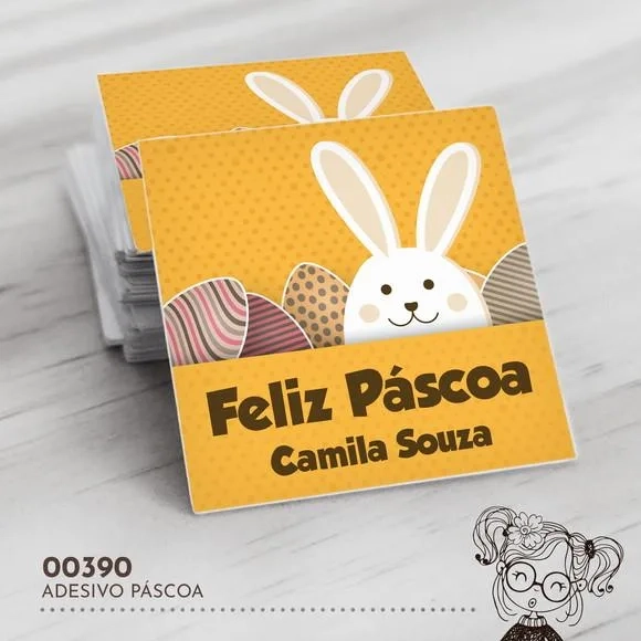 Adesivo Quadrado Páscoa - 00390
