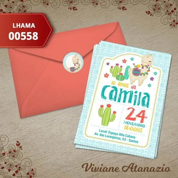 Convite Lhama - 00558