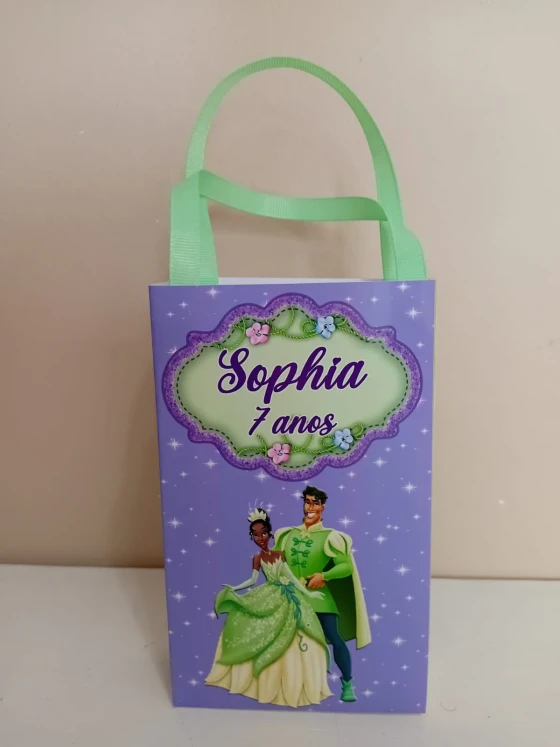 Sacolinhas Personalizadas A Princesa e o Sapo para Lembrancinhas