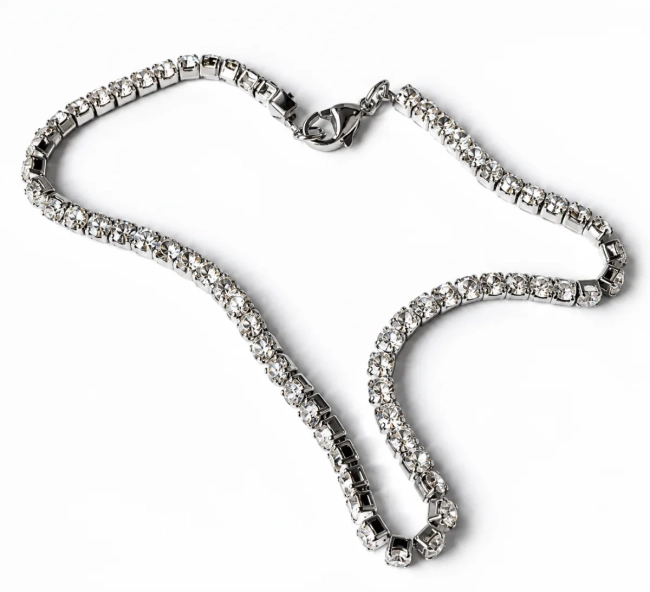 Tornozeleira Aço Inox Com Zircônias 3mm Antialérgica