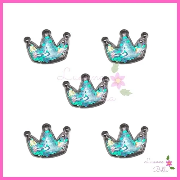 Aplique Coroa Com Enchimento Azul - Pct c/4 unds