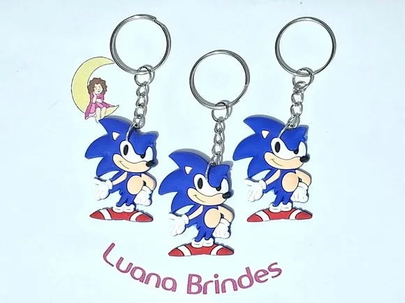 Chaveiro Sonic 4,2cm Emborrachado Pacotes com 6 Unidades
