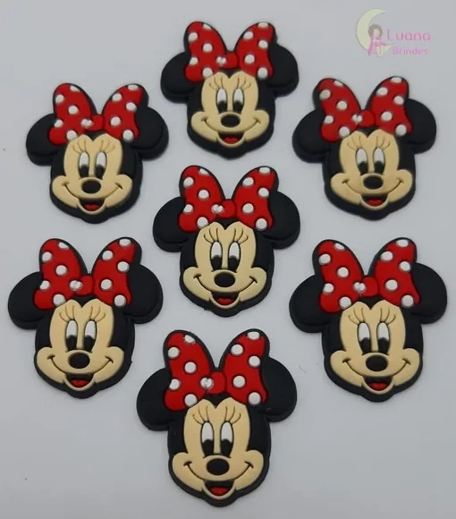 Aplique Minnie Carinha de Borracha - Pct C/7 Unidades
