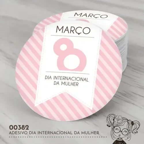 Adesivo Redondo Dia Internacional da Mulher - 00382