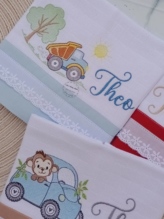 Kit Fraldas Personalizadas com Nome Bordado para Bebê, Enxoval Completo com Fraldas de Boca