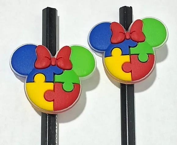 Ponteira P/lápis Minnie Símbolo Autismo - 6 Unidades