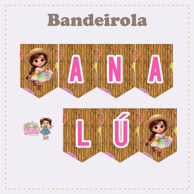 Kit Festa Só Um Bolinho FESTA JUNINA MENINA - Decoração de Festa