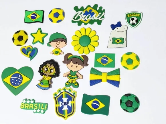 Apliques Brasil Emborrachado Pacote com 20 Unidades