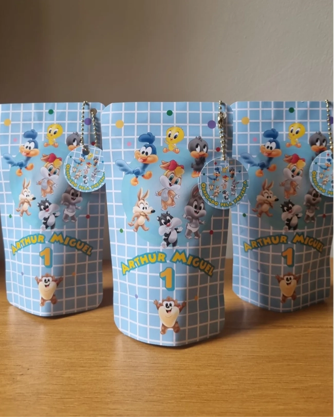 Saquinho Zip Lock 10x17 Lembrancinha Baby Looney Tunes