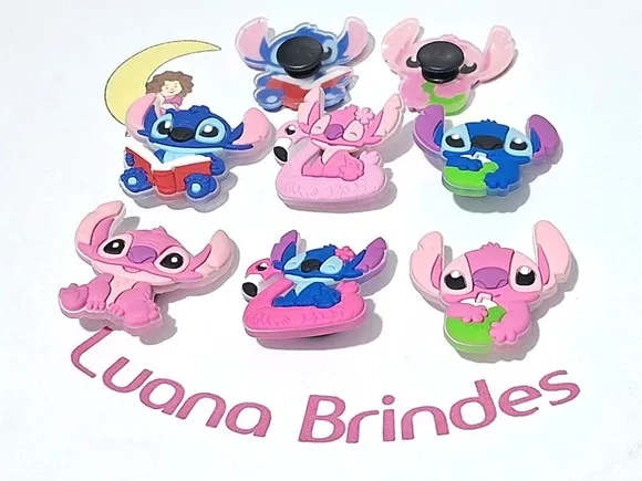 Pins de Crocs Stitch e Angel Pacote com 6 Unidades