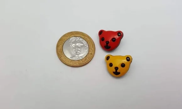 Aplique Botão de Ursinho de 1,4cm - 20 unidades