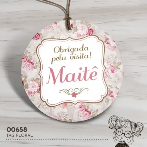 Tag Redonda Floral - 00658