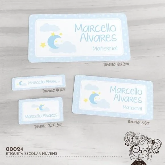 Etiqueta Escolar Nuvens - 00024
