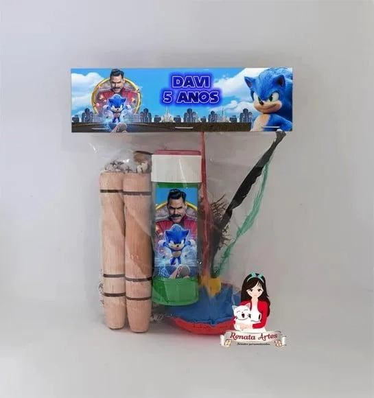 Kit Lembrancinha com Bolha de Sabão Sonic Filme 2020