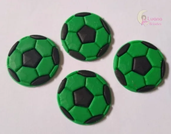 Aplique Bola de Futebol Verde de Borracha Pct 8 Unid