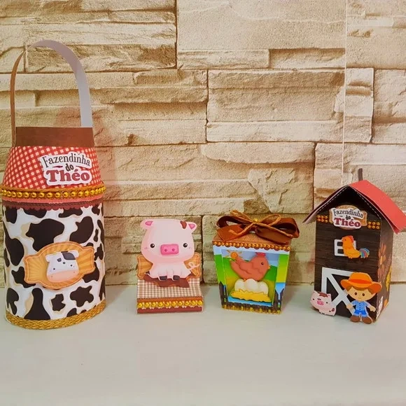 Kit 60 Lembrancinhas Fazendinha Marrom