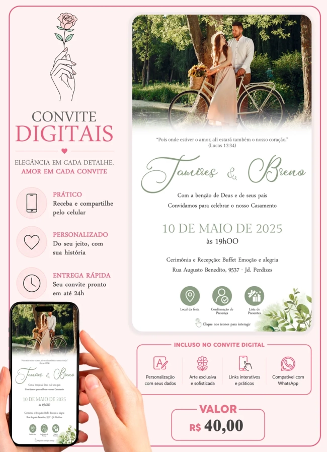 Convite de Casamento Digital