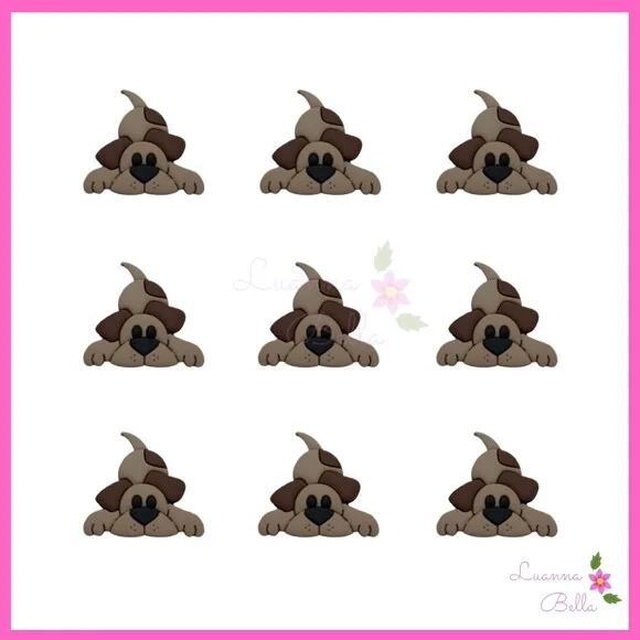 Aplique Cachorrinho Emborrachado - Pct c/ 7 Unidades